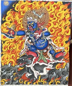 编号118-4936141：彩绘小唐卡-六臂玛哈嘎拉随从神之疯熊大黑天（长方形·5*4CM左右）