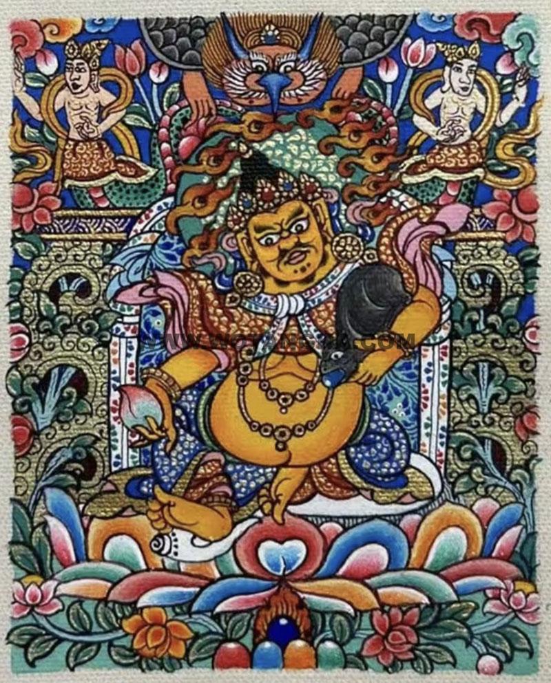 编号118-5149577：彩绘小唐卡-黄财神（长方形·5*4CM左右）