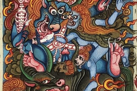 编号118-5189797：彩绘小唐卡-外阎罗护法（长方形·5*4CM左右）