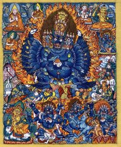 编号118-5216393：彩绘小唐卡-大威德金刚（长方形·5*4CM左右）