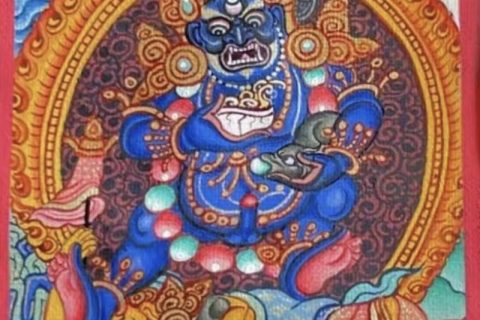 编号118-5301463：彩绘小唐卡-黑财神（长方形·5*4CM左右）