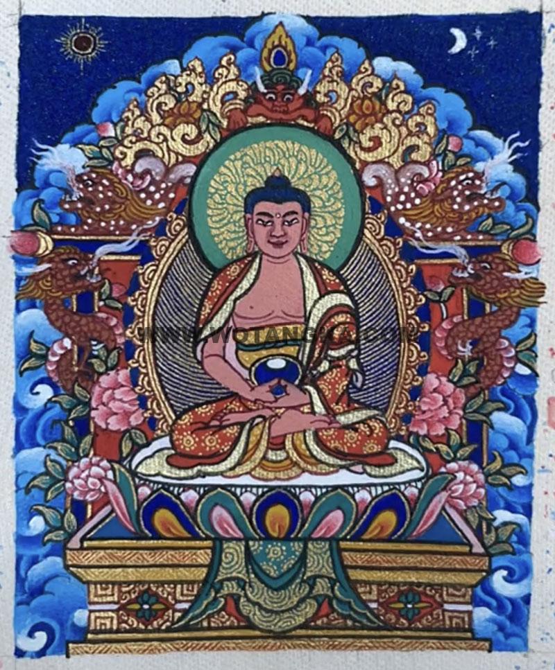 编号118-5350535：彩绘小唐卡-阿弥陀佛（长方形·5*4CM左右）