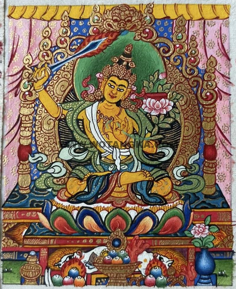 编号118-5901666：彩绘小唐卡-文殊菩萨（长方形·5*4CM左右）