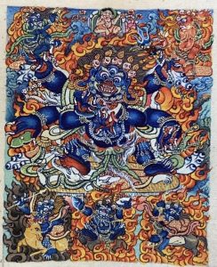 编号118-6641578：彩绘小唐卡-六臂玛哈嘎拉（长方形·5*4CM左右）