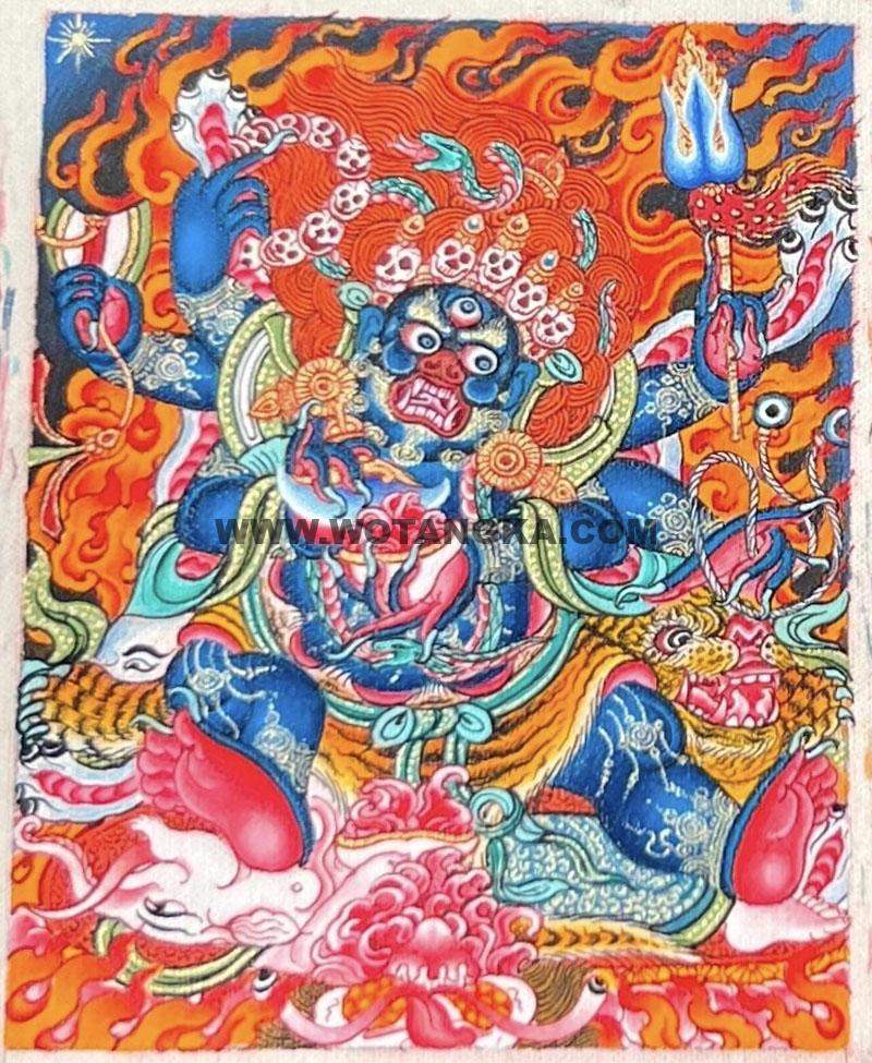 编号118-6706032：彩绘小唐卡-六臂玛哈嘎拉（长方形·5*4CM左右）