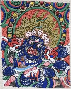 编号118-7081170：彩绘小唐卡-六臂玛哈嘎拉（长方形·5*4CM左右）