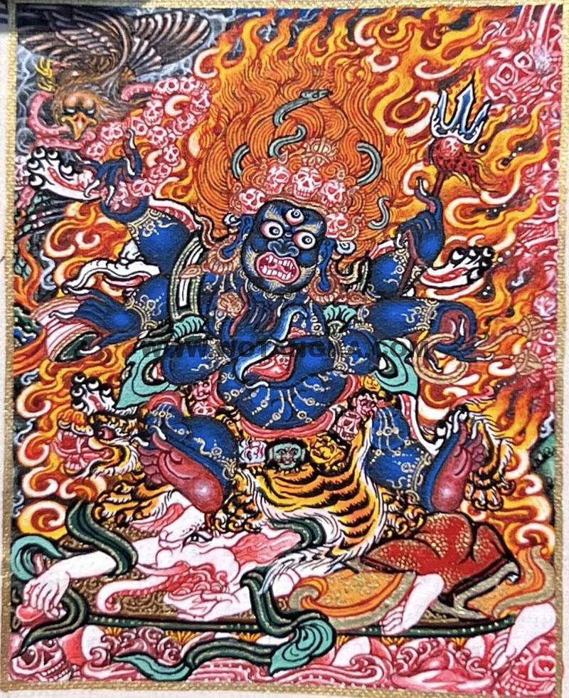 编号118-7230179：彩绘小唐卡-六臂玛哈嘎拉（长方形·5*4CM左右）