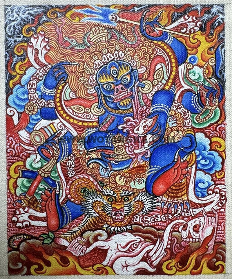 编号118-7574243：彩绘小唐卡-六臂玛哈嘎拉（长方形·5*4CM左右）