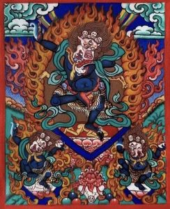 编号118-7708104：彩绘小唐卡-狮面空行母（长方形·5*4CM左右）