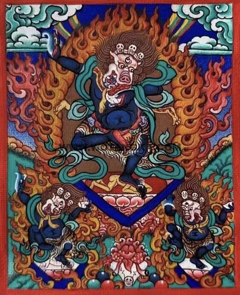 编号118-7708104：彩绘小唐卡-狮面空行母（长方形·5*4CM左右）