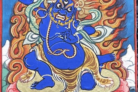 编号118-7866632：彩绘小唐卡-不动明王（长方形·5*4CM左右）
