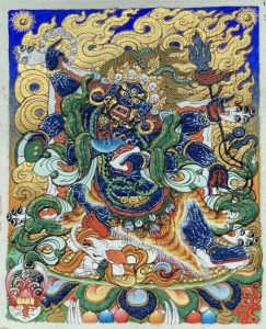 编号118-7960650：彩绘小唐卡-六臂玛哈嘎拉（长方形·5*4CM左右）