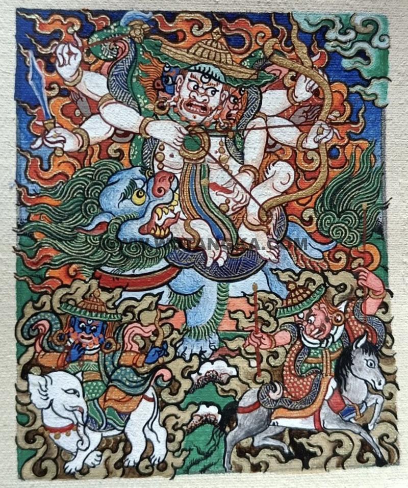 编号118-8426532：彩绘小唐卡-白哈尔王（长方形·5*4CM左右）