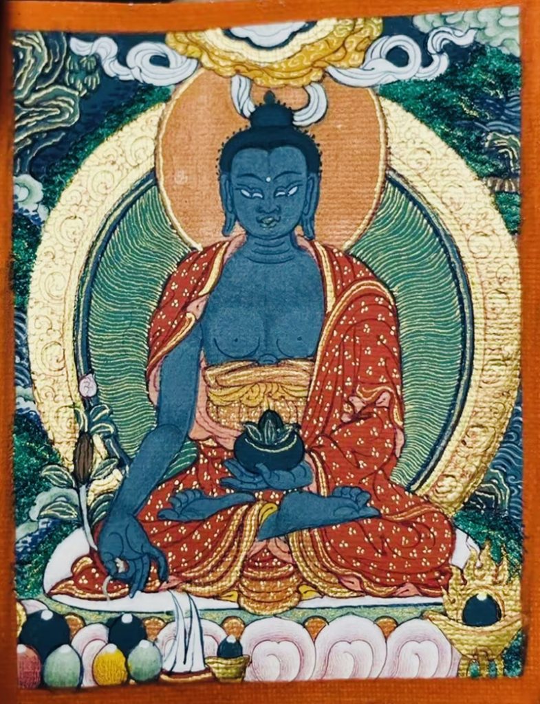 编号118-8473019：彩绘小唐卡-药师佛（长方形·5*4CM左右）