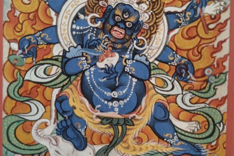 编号118-9523817：彩绘小唐卡-六臂玛哈嘎拉（长方形·5*4CM左右）