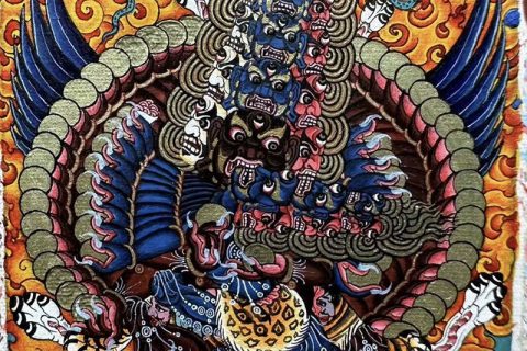 编号118-9547026：彩绘小唐卡-大殊胜嘿噜嘎（长方形·5*4CM左右）