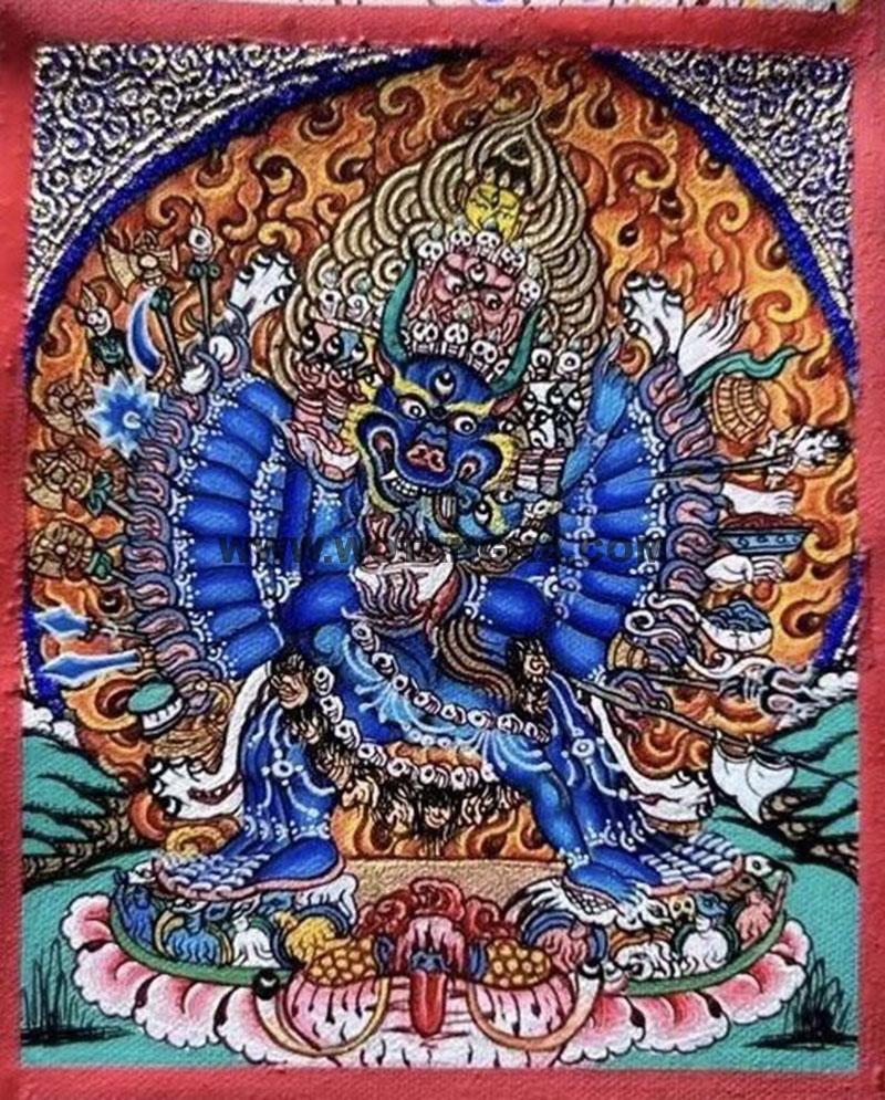 编号118-9870487：彩绘小唐卡-大威德金刚（长方形·5*4CM左右）