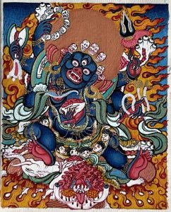 编号118-9960900：彩绘小唐卡-六臂玛哈嘎拉（长方形·5*4CM左右）