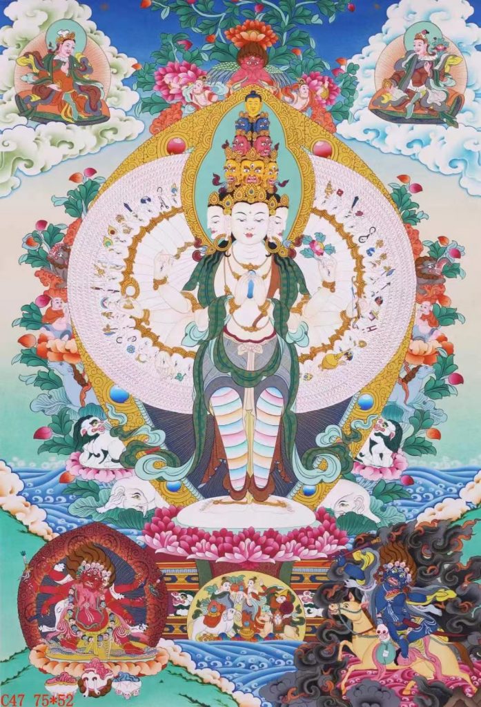 编号138-113071：彩绘唐卡-千手观音（75*52CM左右）