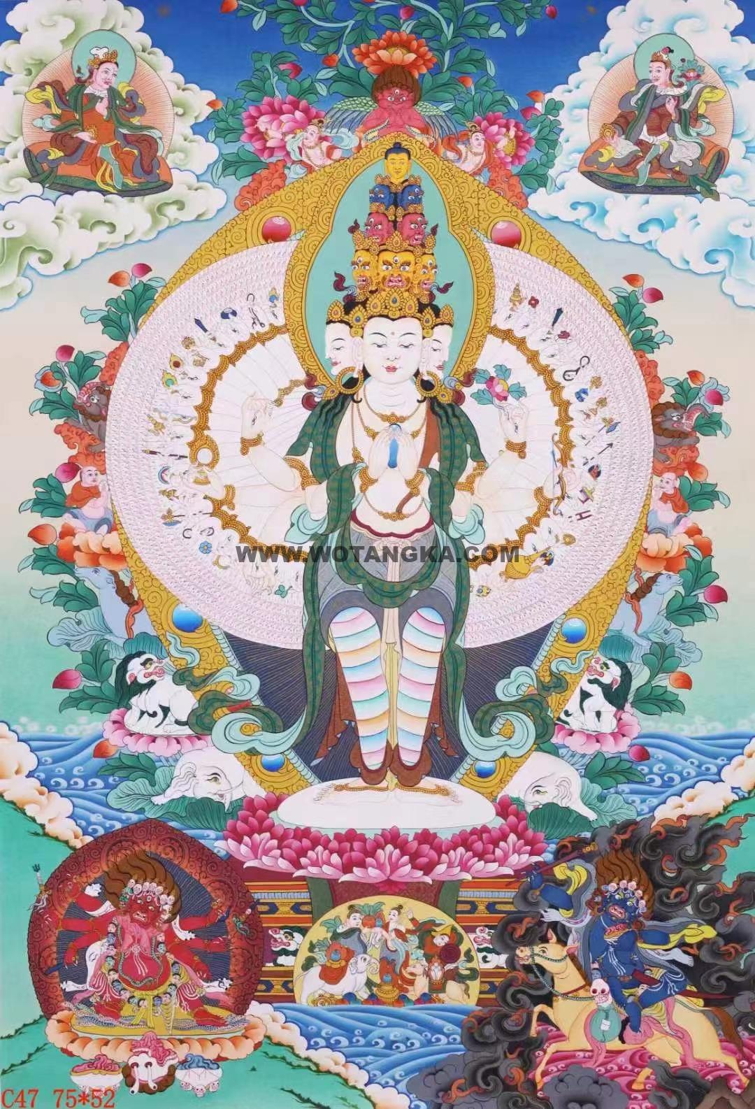 编号138-113071:彩绘唐卡-千手观音(75*52CM左右)