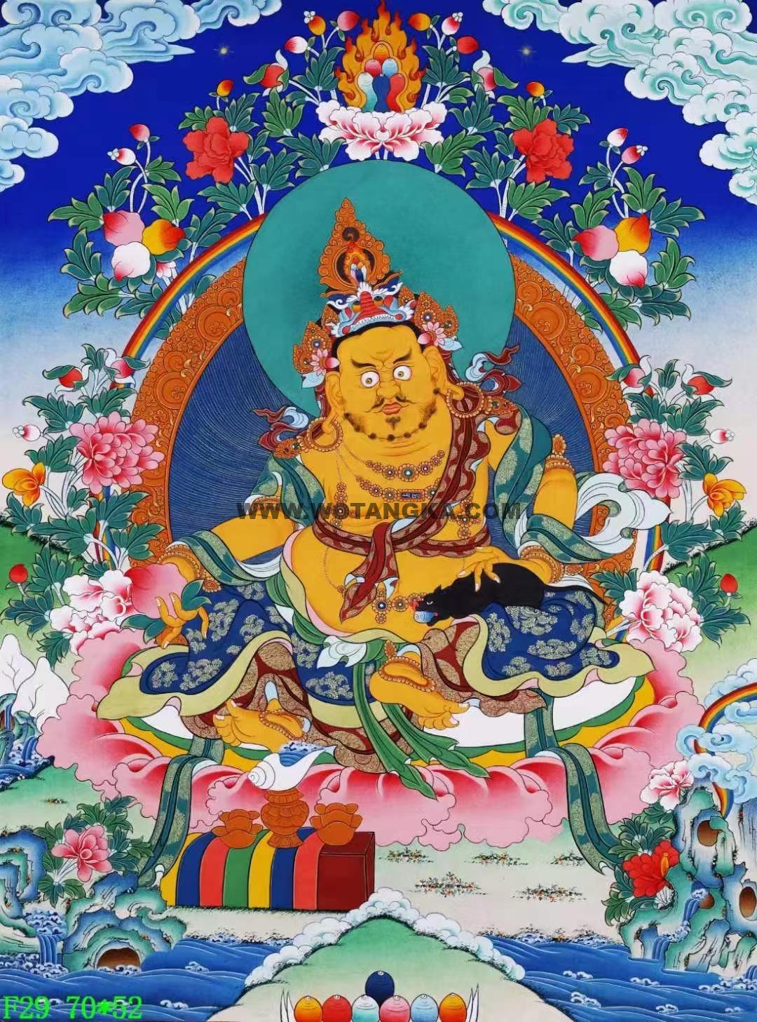 编号138-130544:彩绘唐卡-黄财神(70*52CM左右)