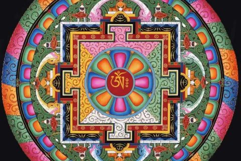 编号138-152858：彩绘唐卡-吉祥八宝坛城（80*60CM左右）