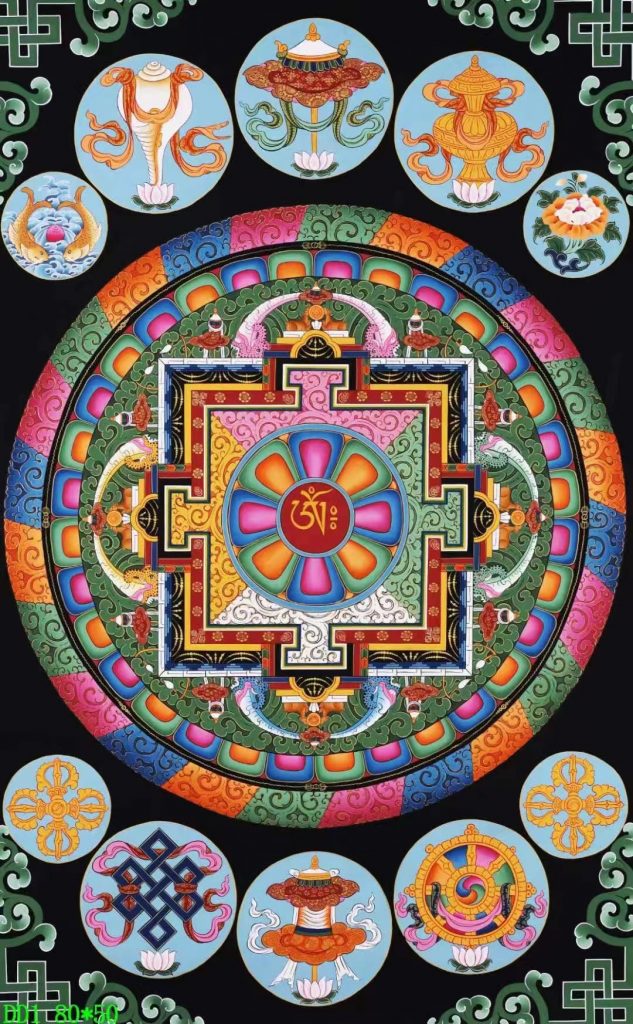 编号138-152858：彩绘唐卡-吉祥八宝坛城（80*60CM左右）