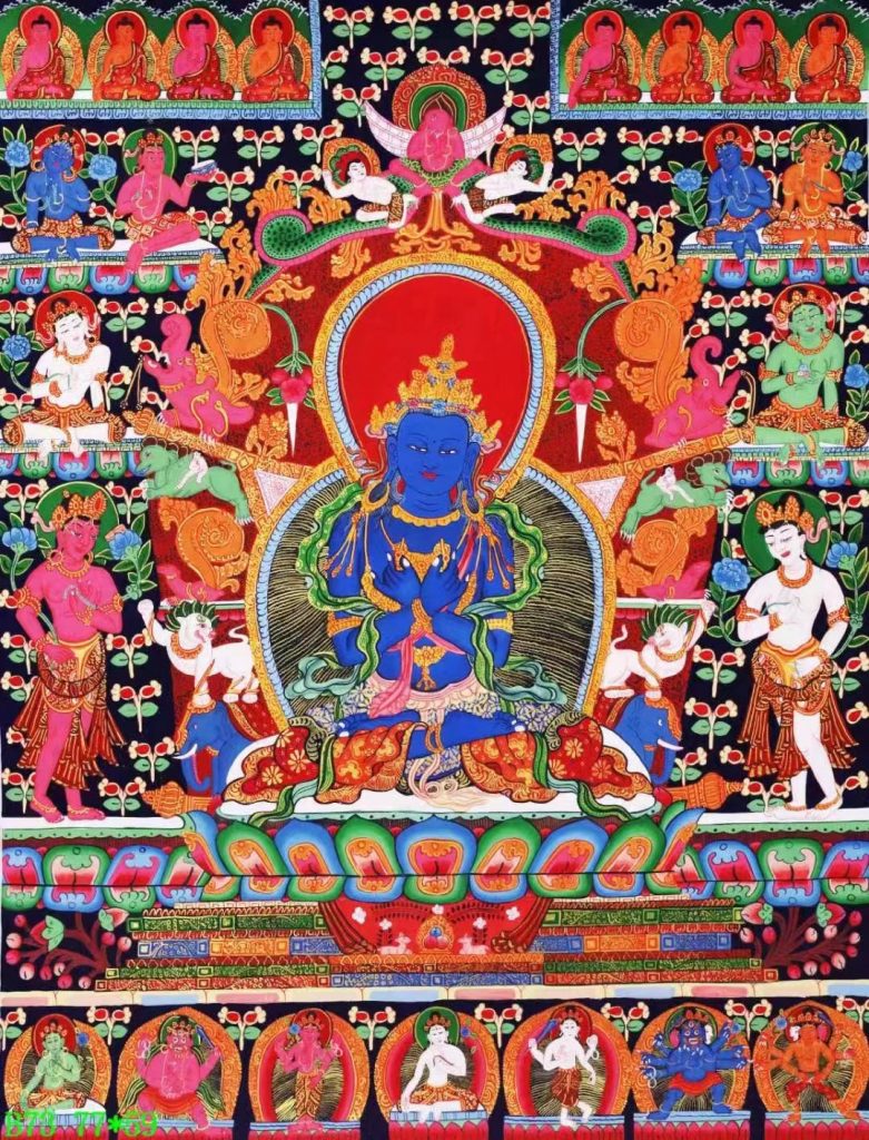 编号138-308385：彩绘唐卡-金刚总持佛（77*56CM左右）