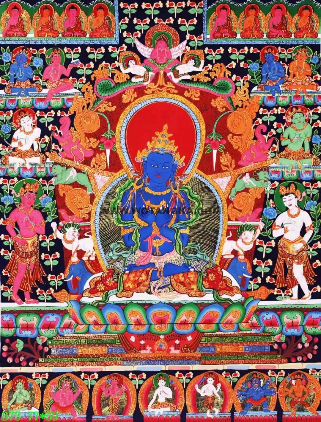 编号138-308385：彩绘唐卡-金刚总持佛（77*56CM左右）