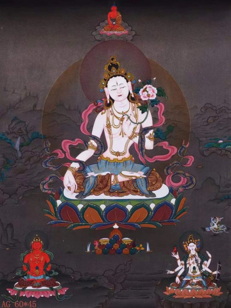 编号138-433197：嘎玛嘎赤-白度母·长寿三尊（60*45CM左右）