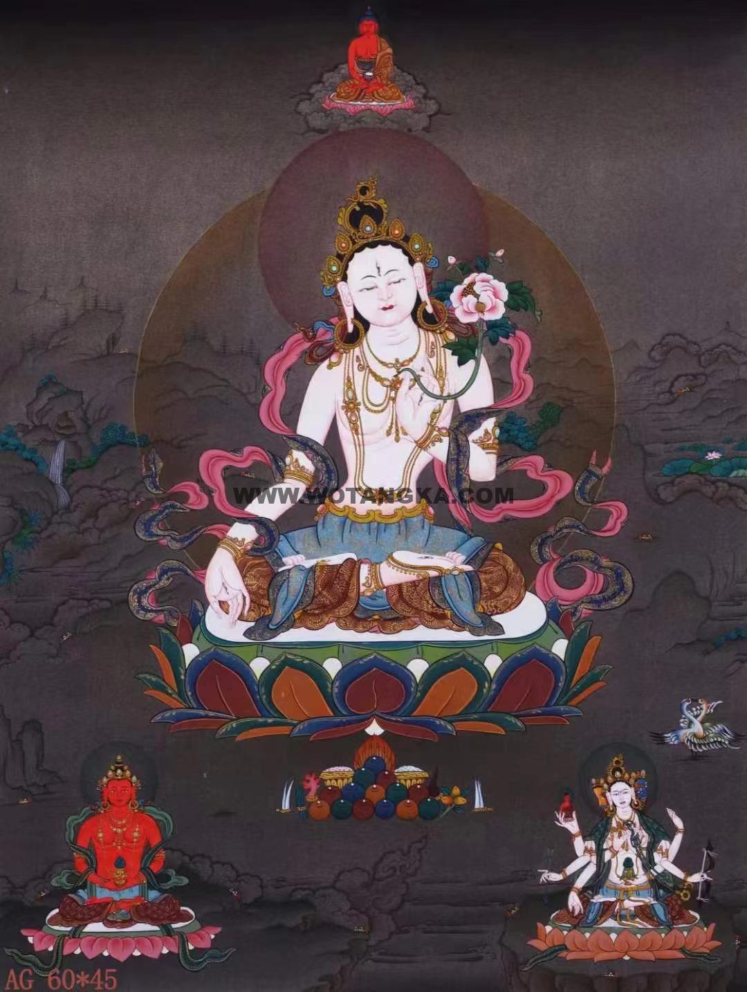 编号138-433197：嘎玛嘎赤-白度母·长寿三尊（60*45CM左右）