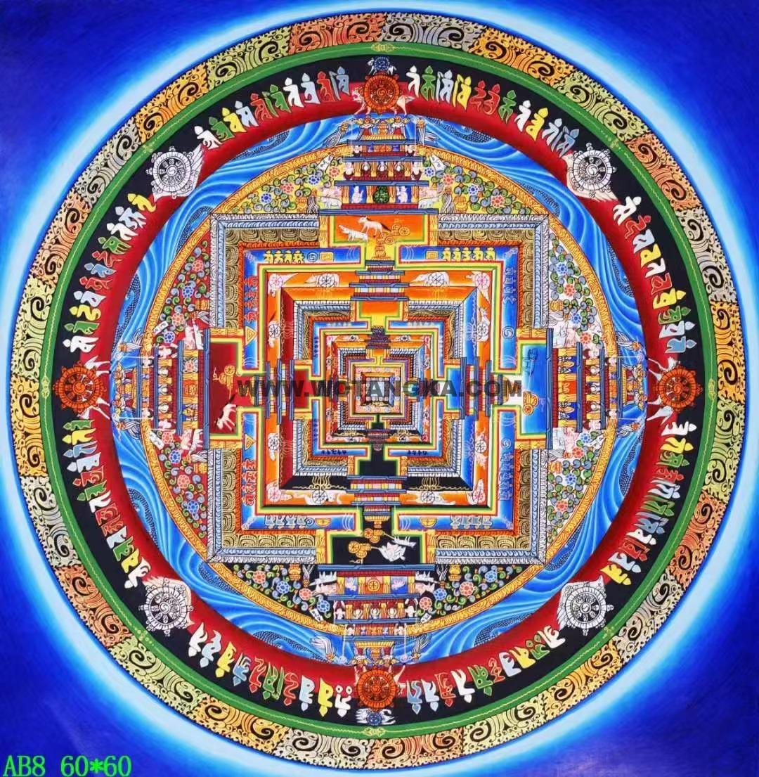 编号138-524841：彩绘唐卡-时轮金刚坛城（60*60CM左右）