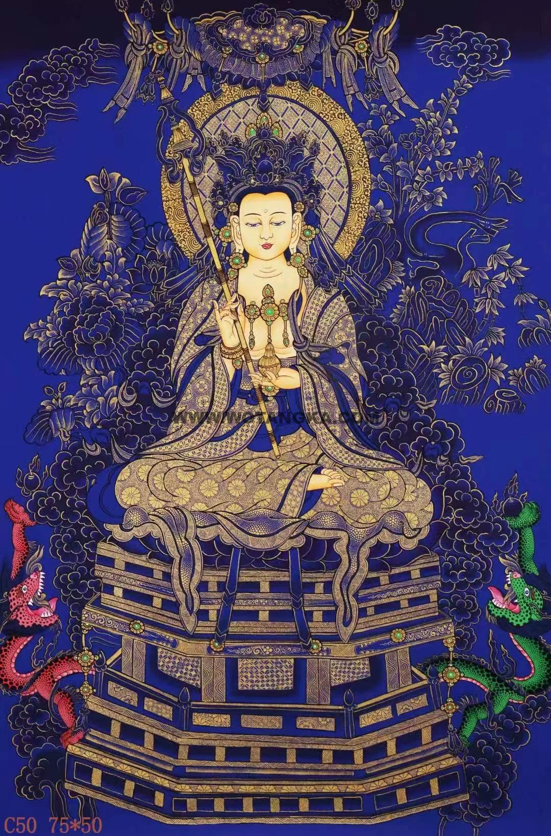 编号138-633422:蓝金唐卡-地藏王菩萨(75*50CM左右)