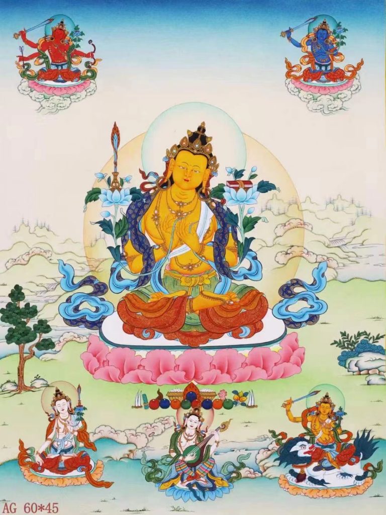 编号138-703681：嘎玛嘎赤-文殊菩萨·五部文殊（60*45CM左右）
