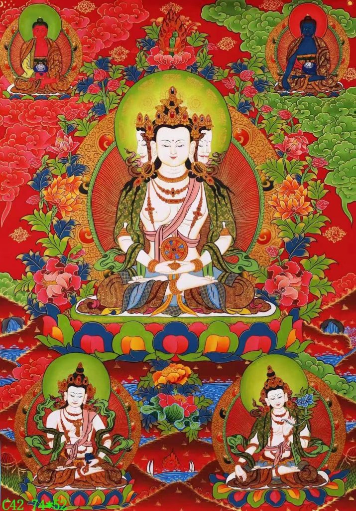 编号138-769419：彩绘唐卡-四面大日如来（74*52CM左右）
