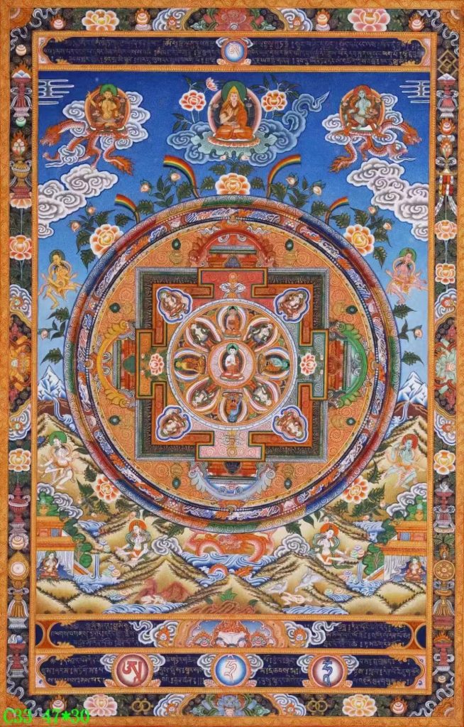 编号138-807069：彩绘唐卡-大日如来·曼茶罗坛城（47*30CM左右）