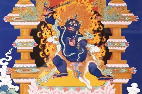 编号138-834774：蓝金唐卡-不动明王（70*50CM左右）