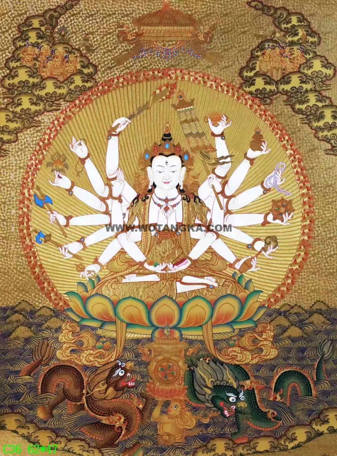 编号138-873346:黄金唐卡-准提佛母(62*47CM左右)