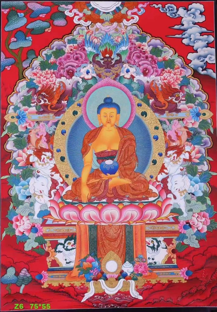 编号138-920317：彩绘唐卡-释迦牟尼佛（75*55CM左右）