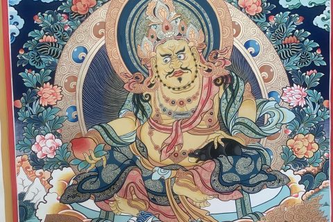 编号188-162336：彩绘唐卡-黄财神·五方财神（100*70CM左右）
