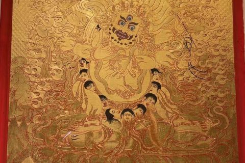 编号188-187199：黄金唐卡-六臂玛哈嘎拉（60*45CM左右）