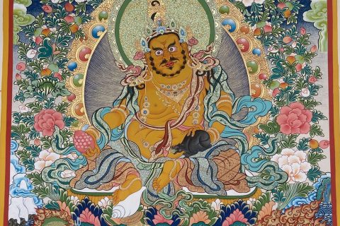 编号188-252454：彩绘唐卡-黄财神·五方财神（100*70CM左右）