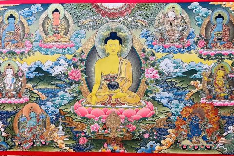 编号188-302269：彩绘唐卡-释迦牟尼佛（120*200CM左右）