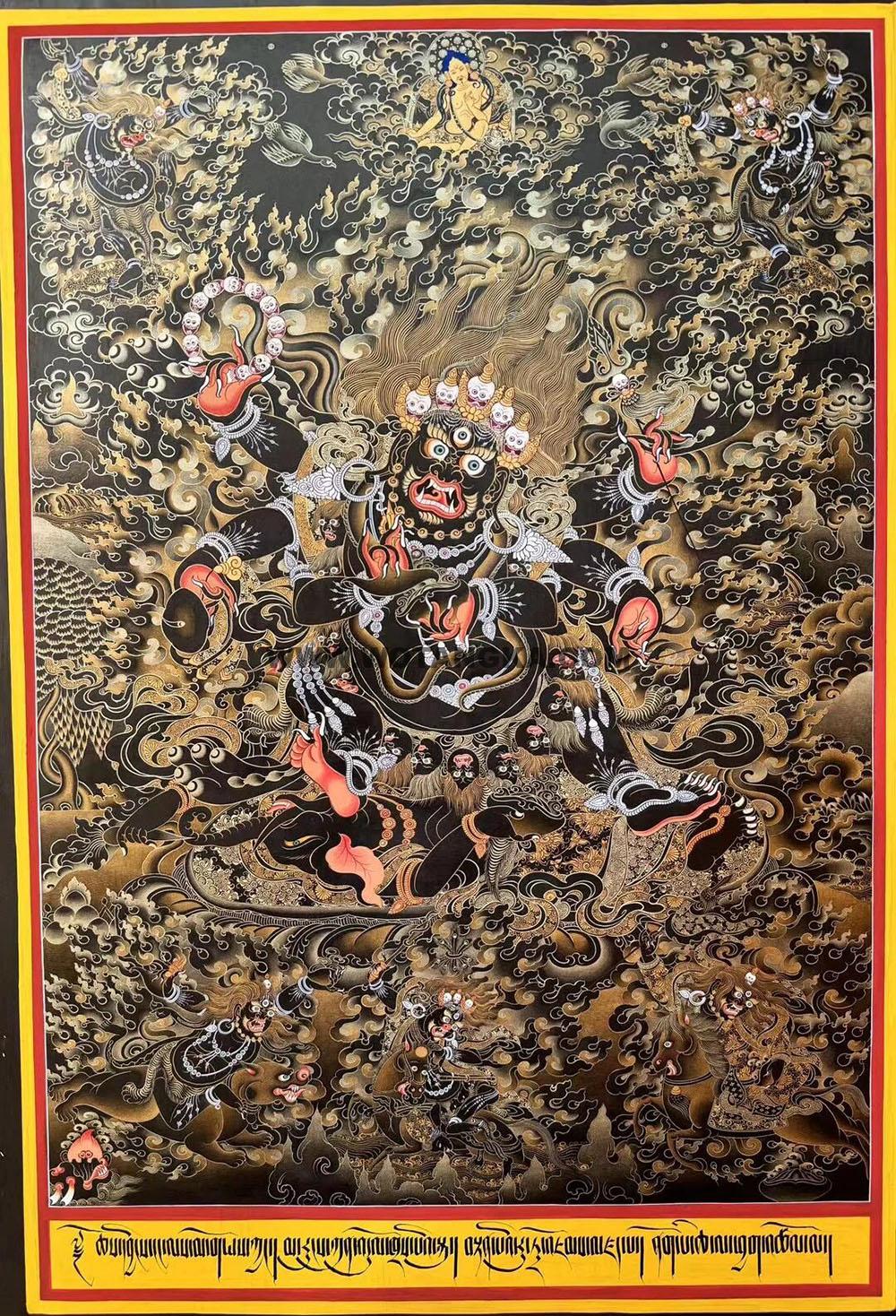 编号188-309595:黑金唐卡-六臂玛哈嘎拉(110*70CM左右)