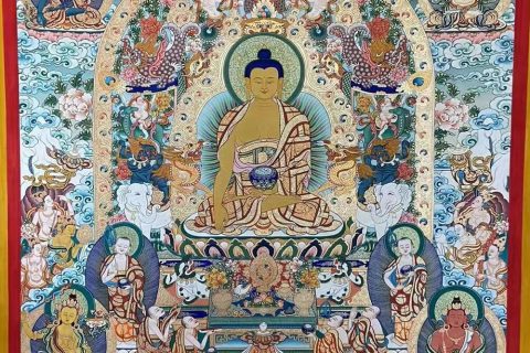 编号188-357269：彩绘唐卡-释迦牟尼佛（100*70CM左右）