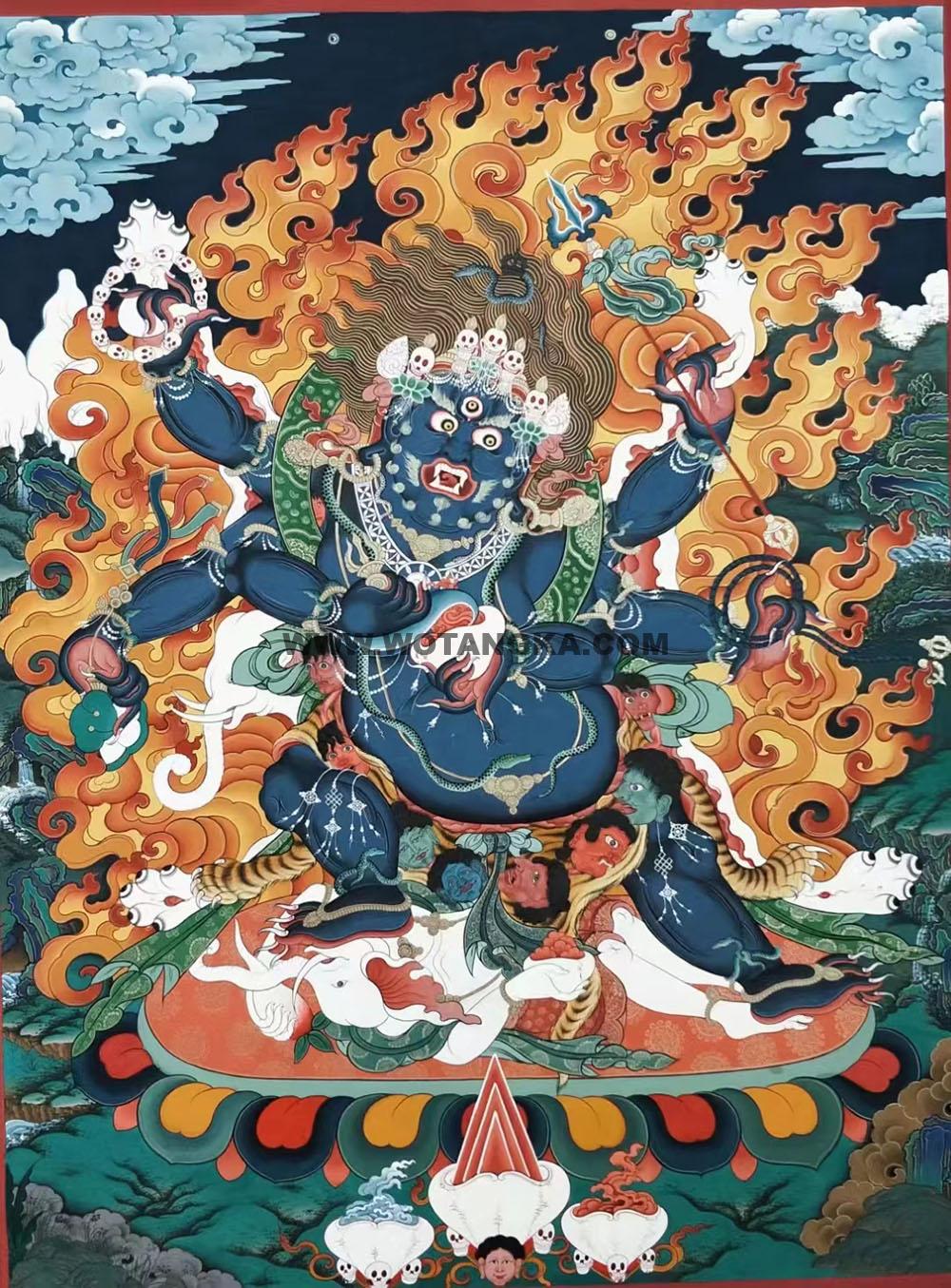 编号188-402408:彩绘唐卡-六臂玛哈嘎拉(80*60CM左右)