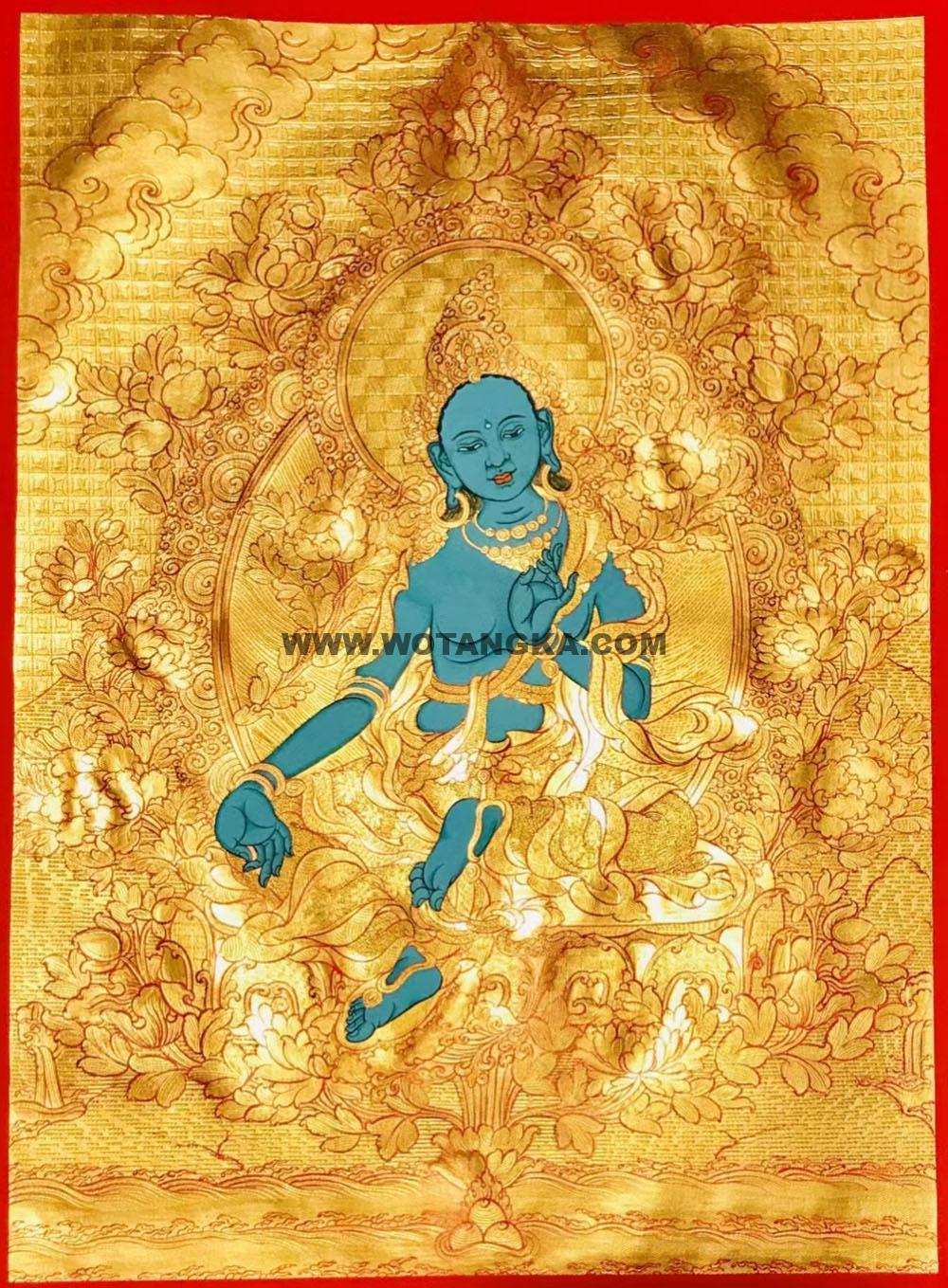 编号188-480459:黄金唐卡-绿度母(45*35CM左右)