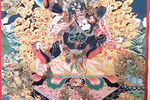 编号188-497415：彩绘唐卡-内阎罗护法（100*70CM左右）