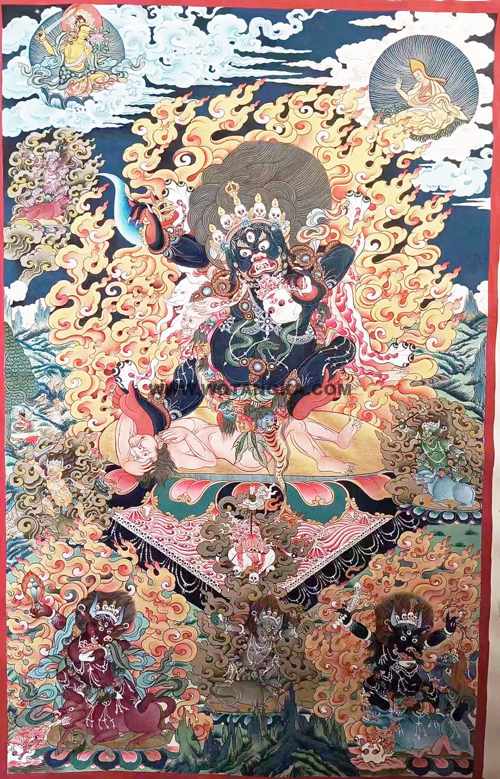 热贡-东智加·画院:彩绘唐卡-内阎罗护法(100*70CM左右)