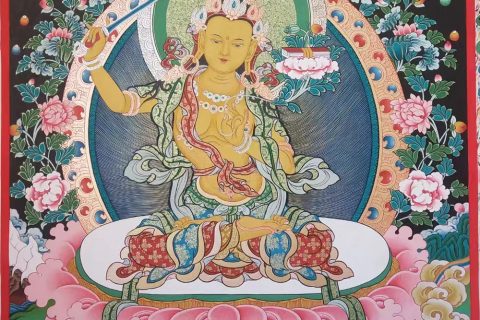 编号188-526943：彩绘唐卡-文殊菩萨（60*45CM左右）